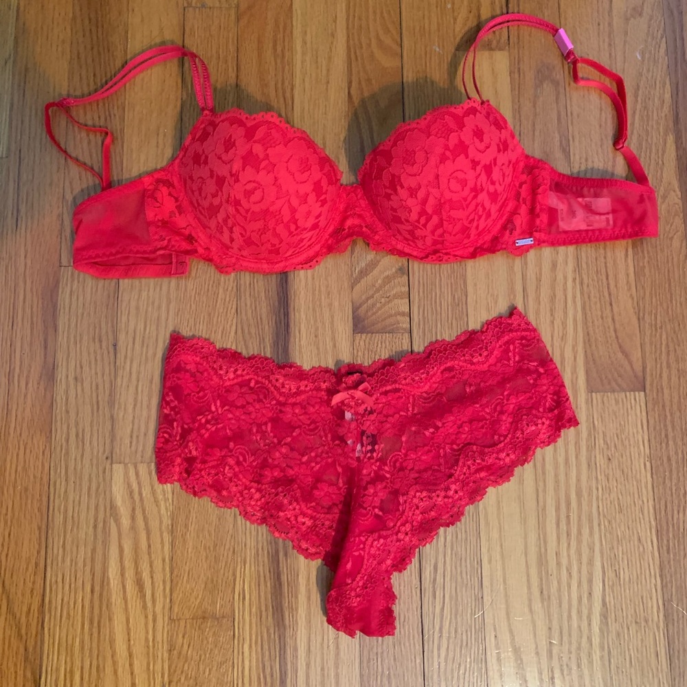 Pink Victoria’s Secret Lace Bra and Panty Set